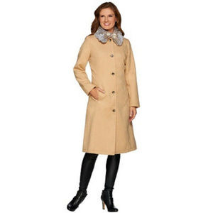 ISAAC MIZRAHI LIVE! Full Length Coat w/ Faux Fur